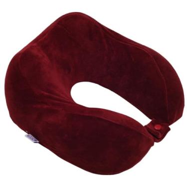Imagem de Travesseiro de Viagem Nasa | Marca - Kel | Anatômica, Cor Bordô – Apoio Cervical Ergonômico para Viagens