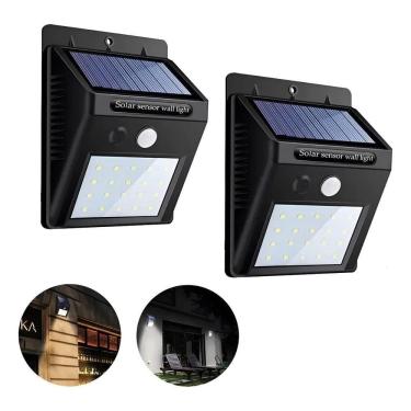 Imagem de 2X Kit 2 Arandela De Parede Externa Solar Para Muro Parede