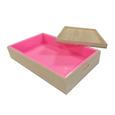 Imagem de Molde grande de sabão de silicone de 15,8 kg, molde grande de laje de silicone com tampas de caixa de madeira, molde de sabonete para barra de pão, moldes de sabão de 15,7 L