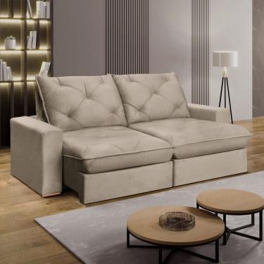 Imagem de Sofá Retrátil 280cm Pilow 25cm Mônaco Bege