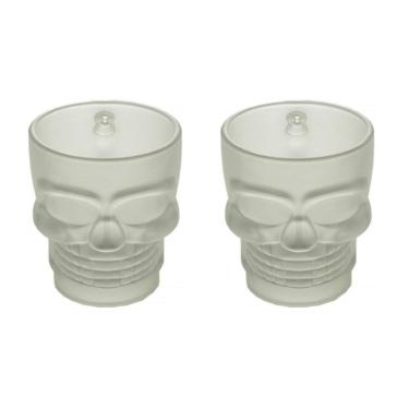 Imagem de Kit 2 Canecas Vidro Fosco Caveira Rock Chopp Cerveja 510Ml