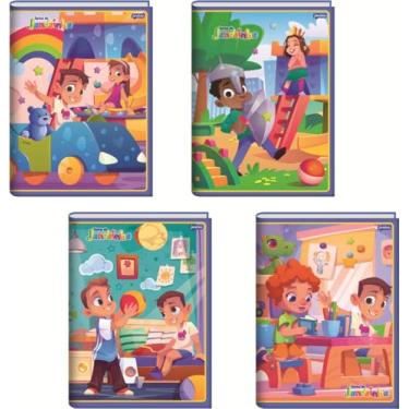 Imagem de Kit de Cadernos Brochurão, Jandaia, Capa Dura, Jandainha Masculino, 80 Folhas, Pacote com 5