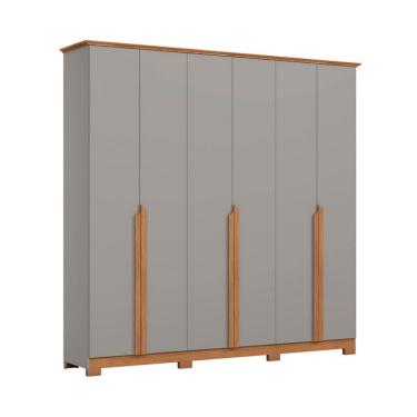 Imagem de Guarda-Roupa Casal Andréas 6 Portas 6 Gavetas Cinza e Nature