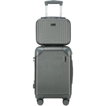 Imagem de Mala de Viagem de Bordo 10Kg Zíper EXPANSÍVEL Padrão ANAC Rígida Rodas duplas 360° Porta Copo Cadeado AntiFurto Resistente Espaçosa + Frasqueira (Chumbo)