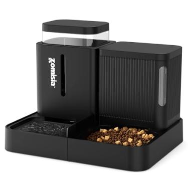 Imagem de Alimentador de gato por gravidade e dispensador de água, alimentador automático 2 em 1 para gatos com rotação de 180 graus, 2 pacotes de alimentação automática de grande capacidade para cães pequenos