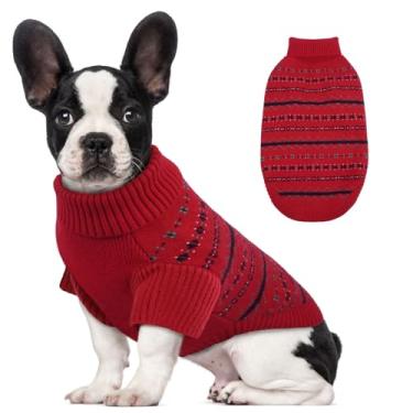 Imagem de Dora Bridal Suéter de cachorro grande, gola rolê de malha quente para o inverno e Natal, roupas de cachorro para Pitbull, Doberman (2GG, vermelho