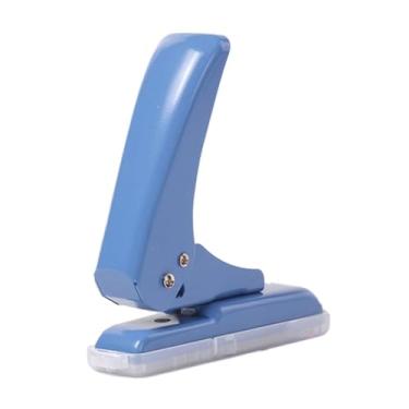 Imagem de oshhni Furador de furo único, furador portátil de metal resistente, capacidade de perfuração de 40 folhas para artesanato em papelão e álbuns de recortes, Azul