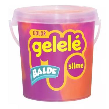 Imagem de Balde Slime Color Gelelé Doce Brinquedo 457g Roxo/Laranja