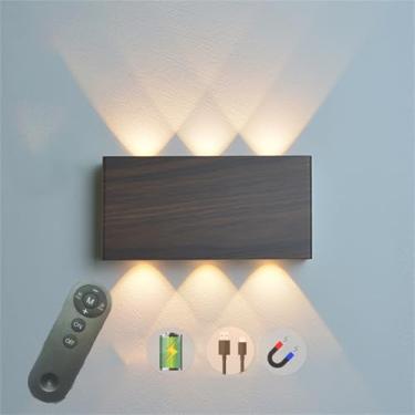 Imagem de Luminária de parede LED magnética interna Luminária de parede recarregável com bateria Luminária de parede com controle remoto Luminária de parede magnética interna Quarto Sala de estar (mad