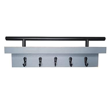 Imagem de Ripple Creek Porta-chaves para parede e prateleira de correio, suporte decorativo de parede de madeira para chaves, cartas, notas - decoração exclusiva e industrial de madeira de pinheiro, perfeito