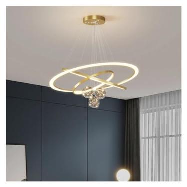 Imagem de Lustres de LED modernos compatíveis com sala de estar, sala de jantar, cozinha, luminárias pendentes de LED, quarto, luzes suspensas de anel redondo estrelado, decoração moderna