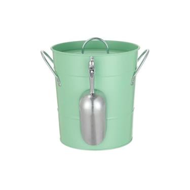 Imagem de baldes de gelo Balde de gelo aço inoxidável com tampa portátil Champanhe Cerveja pelota alta cor(Green)