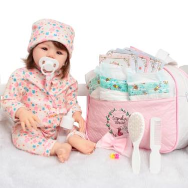 Imagem de Boneca Reborn Bebê Realista Fio a Fio 100% Silicone + Bolsa