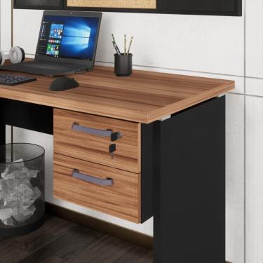 Imagem de Gaveteiro Para Mesa De Escritório 33cm Com Chave 2 Gavetas Multimóveis Cr25304 Sevilha Preto