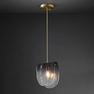 Imagem de YQSLQZZ Lustre de vidro colorido gradiente, luzes de teto penduradas sobre a mesa da sala de jantar, luminária pendente de ilha de cozinha vintage americana, altura ajustável