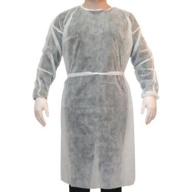 Imagem de Avental branco Descartável Manga Longa 30g - Pacote com 10 un. kasmed