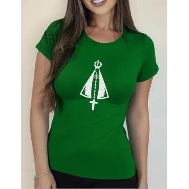 Imagem de Camiseta Camisa Algodão Feminina Masculina Adulto Nossa Senhora Aparec