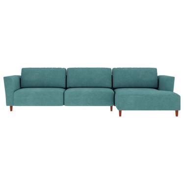 Imagem de Sofá 325cm com Chaise Direita Franz Suede Turquesa - Gran Belo
