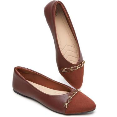 Imagem de Sapatilhas de balé femininas BABUDOG de camurça sintética marrom frisa