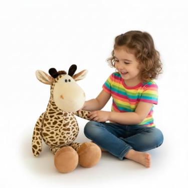 Imagem de Girafa de Pelúcia de 35cm Amarela Fofinha para Bebê e Criança - Bichinho de Pelúcia Antialérgico para Decoração e Naninha