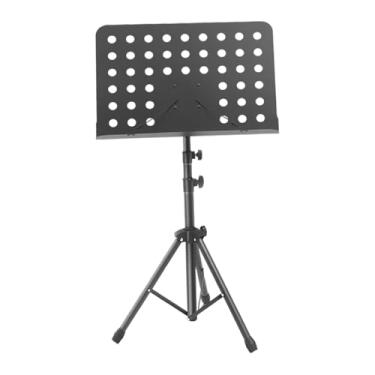 Imagem de menolana Suporte para partituras, altura ajustável, portátil, antiderrapante, configuração simples, suporte para livros de música, dobrável para banda, violão, Preto