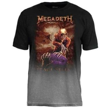 Imagem de Camiseta de Banda Megadeth Stamp em Algodão Manga Curta Gola Redonda-Unissex