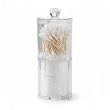 Imagem de Porta Algodão Cotonete de Acrílico Transparente – Organizador de Banheiro Maquiagem Itens Higiênicos Versátil e Compacto – Pote Armazenamento