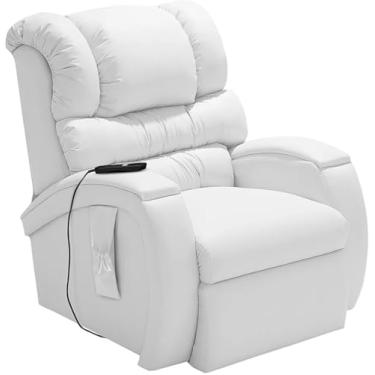 Imagem de Poltrona Reclinável Elétrica Lift Imperial com Controle Remoto Ideal para Idosos, Pós-Cirurgia e Mobilidade Reduzida Conforto e Segurança Revestida em Corano Macio Cor Branco 036