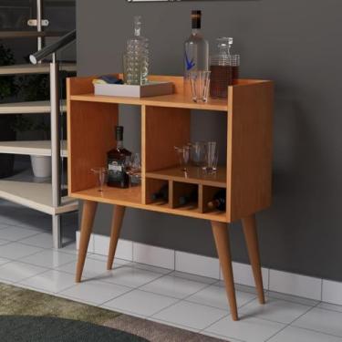 Imagem de Aparador Mini Bar com Adega Natue em MDF Modelo Pés Palito
