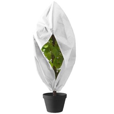 Imagem de LIYIVNAA Plant Covers Winter Freeze Protection 1 pacote 190 cm x 244 cm Pano reutilizável para envolver árvore cobertor geada com cordão e zíper para clima frio ao ar livre - branco