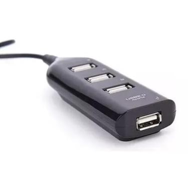 Imagem de Hub USB 2.0 com 4 Portas, Extensor Multi Drive Adaptador Universal para PC e Notebook, Preto, Plug and Play