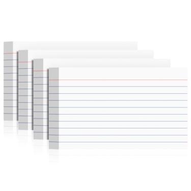 Imagem de Cartões de índice de 7 x 12 cm, 200 cartões pautados brancos, cartões didáticos universitários, resistentes e duráveis com linhas pautadas para casa, escritório e material escolar