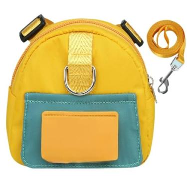 Imagem de Mochila Pet Para Cachorro Coleira Peitoral Com Guia Mini Saco De Ombro Bolsa(AMARELO,M)