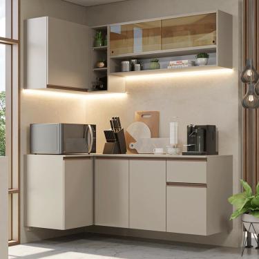 Imagem de Armário de Cozinha Completa de Canto 265 cm Suspenso Crema Nice Madesa 04