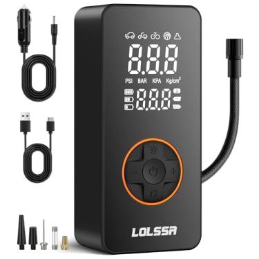 Imagem de Compressor de ar portátil com bomba de ar 150PSI elétrica sem fio para carro, motocicleta, bicicleta, bola, com pressão de medidor de pneu, tipo de uso duplo (tela grande)