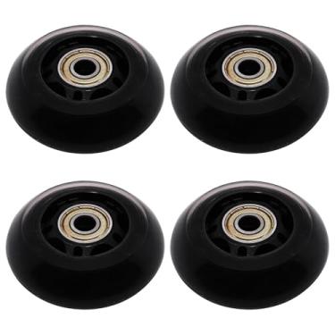 Imagem de BENLIUDH Rodas de skate em linha com rolamentos, lâmina de rolo de 6 cm 64 mm rodas transparentes para ambientes externos e internos para cadeiras de escritório, bagagem (pacote com 4, preto)