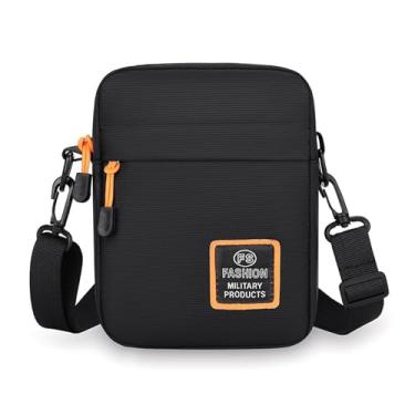 Imagem de Bolsa tiracolo portátil masculina pequena mochila tiracolo para viagens ao ar livre, Preto, Small