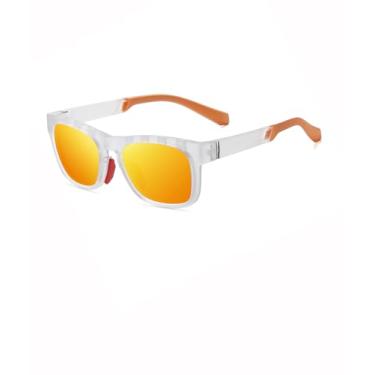 Imagem de Óculos de sol esportivos masculinos polidos, quadrados, estilosos, óculos escuros, corrida, pesca, golfe, SY6061, Armação transparente | Lente espelhada vermelha