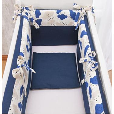 Imagem de Kit Enxoval de Berço Menino Mini Berço Chuva benção Azul marinho 5pçs 