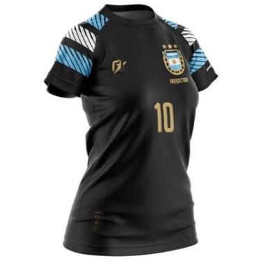 Imagem de Camiseta Baby Look Filtro UV Argentina Preto Tri Campeã-Feminino