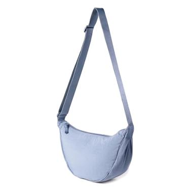 Imagem de Bolsa tiracolo de nylon crescente para mulheres e homens, pochete transversal, bolsa tiracolo leve para viagem, Azul claro
