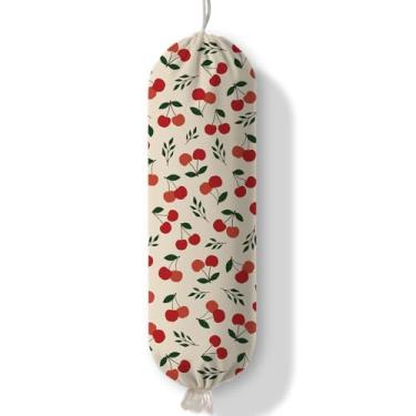 Imagem de Suporte de saco de plástico, dispensador de suporte de saco de cereja, organizador de sacolas de compras de plástico e suporte de parede, sacos de lixo de papel para decoração de despensa de cozinha