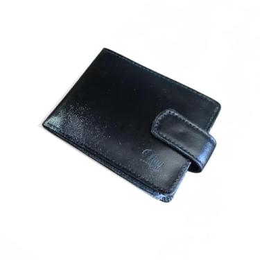 Imagem de Carteira Masculina em Couro Legítimo Design Clássico com Fecho 11,5x9cm Porta Cartões Dinheiro Documentos e Moedas (Preta)