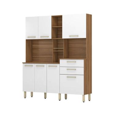 Imagem de Cozinha Compacta 7 Portas 2 Gavetas Encanto Demóbile Amêndola/branco