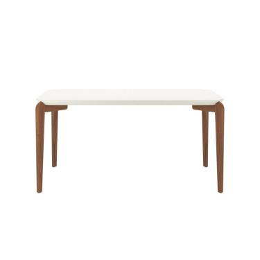 Imagem de Mesa de Jantar 160cm Retangular com Vidro Donatella Off White Fosco/Natural