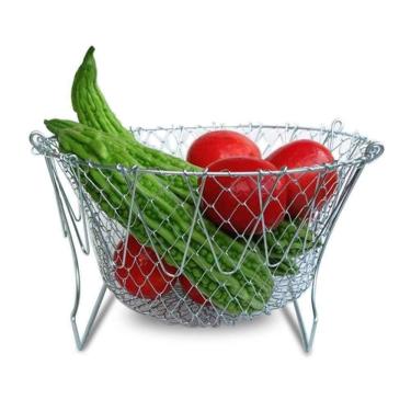 Imagem de Cesto Para Frituras Cozimento A Vapor 12 Em 1 Inox Fritadeira Dobrável Escorredor Macarrão Fruteira Articulável