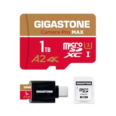 Imagem de [Recuperação de dados gratuita de 5 anos] Cartão micro SD GIGASTONE 1TB com leitor de cartão USB 3.2 tipo C, câmera 4K Pro MAX, cartão de memória A2 V30 MicroSDXC para Gopro, vídeo UHD 4K, até 150/140