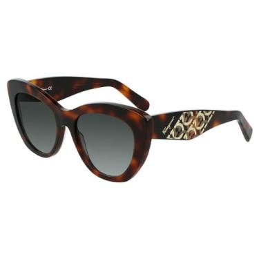 Imagem de Óculos de sol padrão moderno Salvatore Ferragamo 214 Tortoise, 53