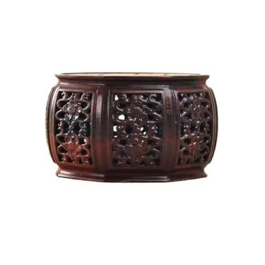 Imagem de suporte para bonsai Vaso de pedestal madeira vazado em miniatura com base vaso para exposição(Grande)