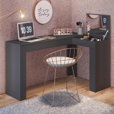 Imagem de Escrivaninha Mesa Escritório Penteadeira em L Porta Objetos 135x82cm J